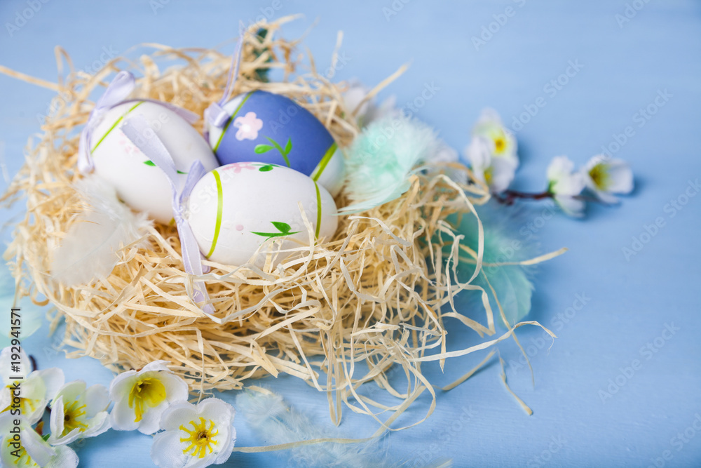 Obraz premium Easter eggs in nest