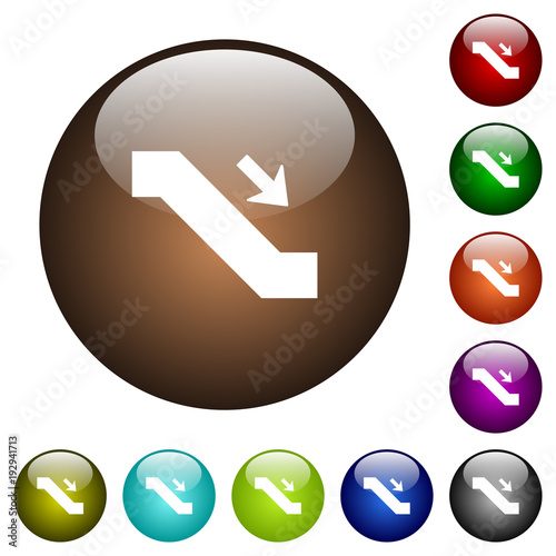 Escalator down sign color glass buttons