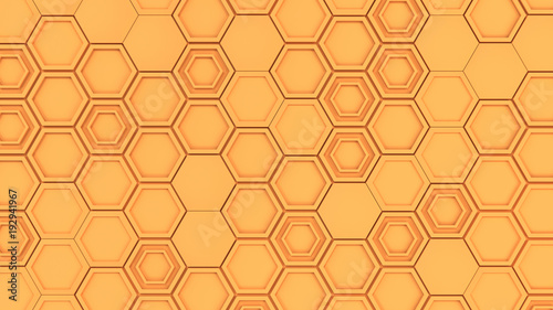 Abstract 3d background made of orange hexagons