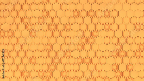 Abstract 3d background made of orange hexagons