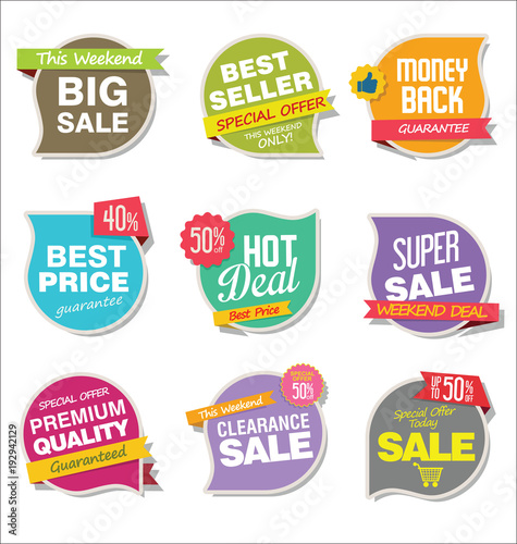 Modern stickers and tags collection