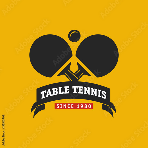 Vintage color table tennis logo. Ping pong championship label or badge.