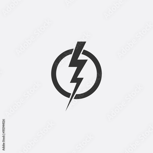 Lightning, electric power vector design element. Energy and thunder electricity symbol concept. Light bolt sign. Flash vector emblem template. Power fast speed logotype, logo