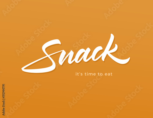 Snack vector inscription. Market store signboard. Handmade lettering