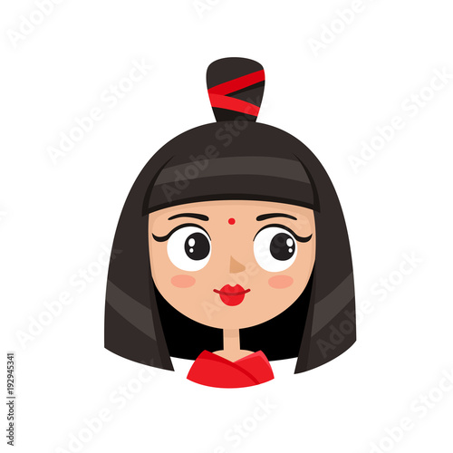 Cool female avatar. Portrait of glamorous woman with avant-garde hairstyle in cartoon style.