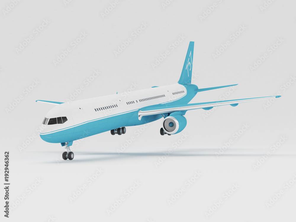 Fototapeta premium Airplane isolated on a white background. 3D rendering
