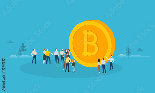 Bitcoin. Flat design style web banner of blockchain technology, bitcoin, altcoins, cryptocurrency mining, finance, digital money market, cryptocoin wallet, crypto exchange. 