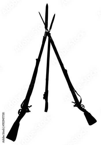 Obraz na plátně The black silhouette of vintage military rifles