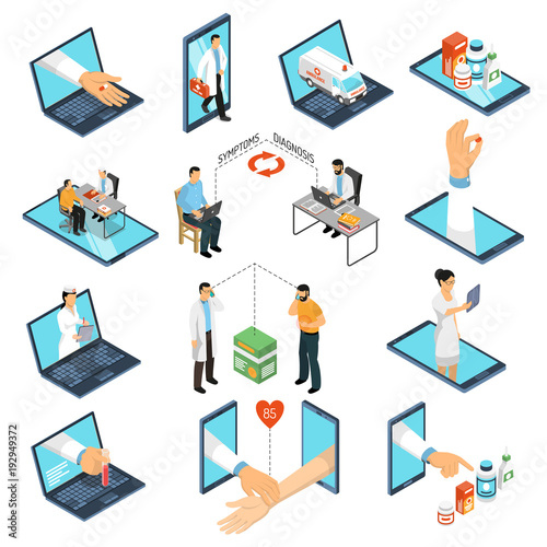 Online Medicine Doctor Isometric Set 