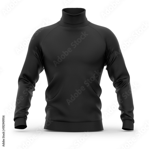 Men's sweater with long raglan sleeves. Front view. 3d