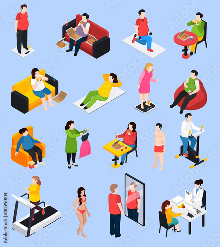 Owerweight People Icons Set