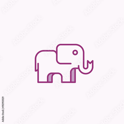 Simple Geometry Elephant Design. Abstract Vector Sign, Symbol or Logo Template. Line Style Animal Silhouette.