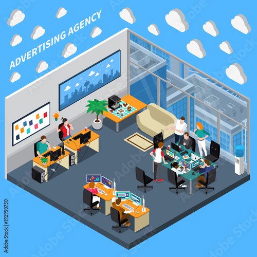 Advertising Agency Isometric Composition