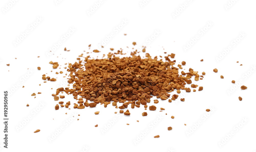 instant coffee grains isolated on white background and texture instant coffee grains isolated on white background and texture
