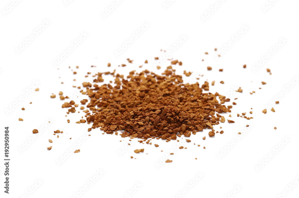 instant coffee grains isolated on white background and texture instant coffee grains isolated on white background and texture