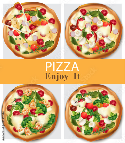 Pizza healthy food Vector realistic