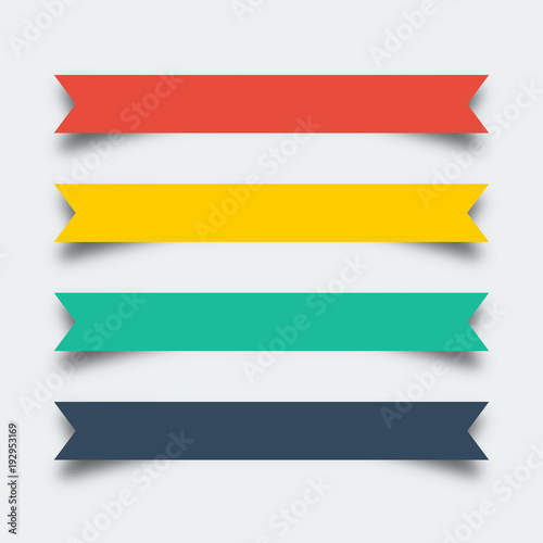 Set of ribbons banners in flat design with shadow photo