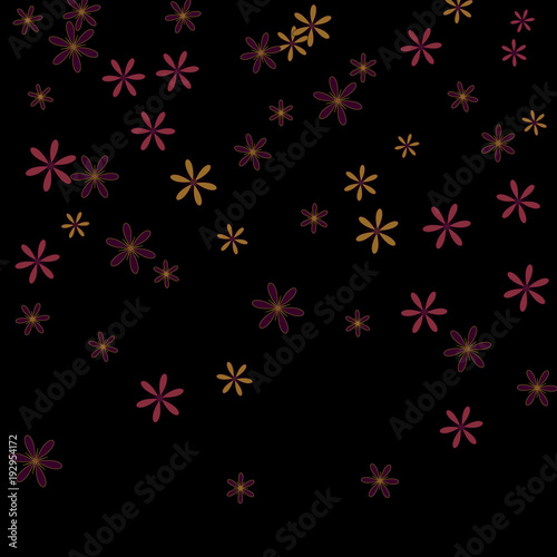 Feminine Floral Pattern with Simple Small Flowers for Greeting Card or Poster. Naive Daisy Flowers in Primitive Style. Vector Background for Spring or Summer Design..