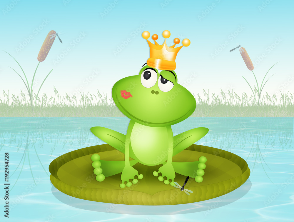 Obraz premium funny frog on waterlily