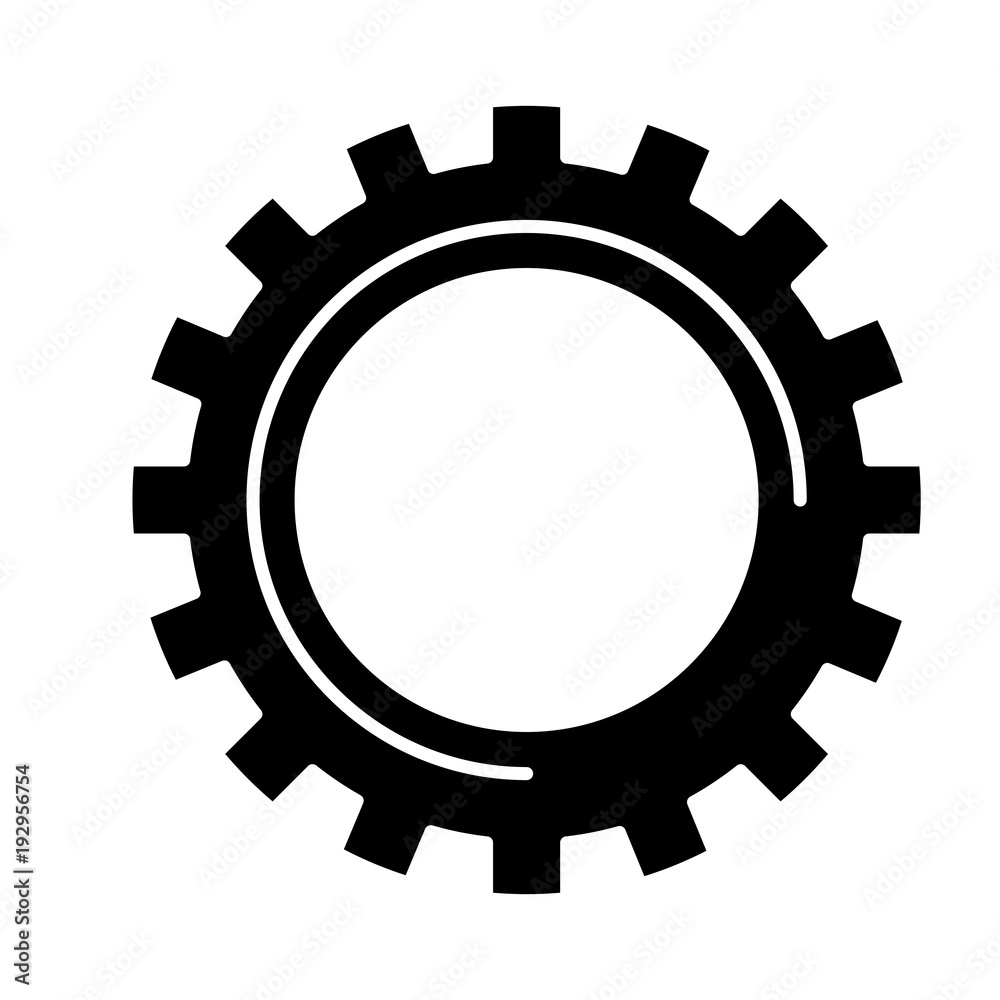 gear wheel cog technology mechanical engineering vector illustration black and white design