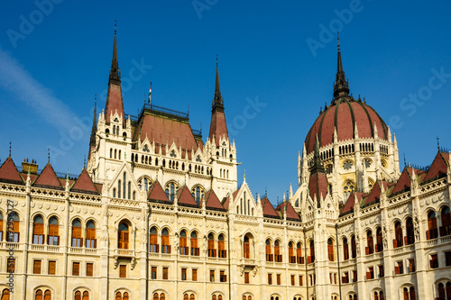 Hungarian Parliament with Blue Sky, Budapest, Hungary