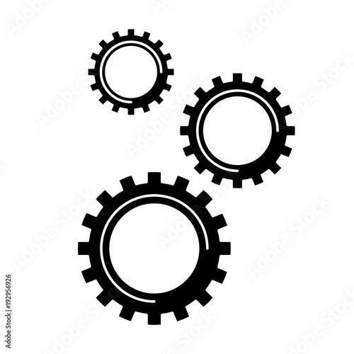 cogwheel gears mechanism technology settings vector illustration black and white design