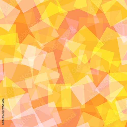 Abstract squares pattern. Orange geometric background. Admirable random squares. Geometric chaotic decor. Vector illustration.