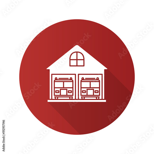 Fire station flat design long shadow glyph icon