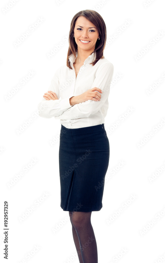 Happy smiling business woman, over white Happy smiling business woman, over white