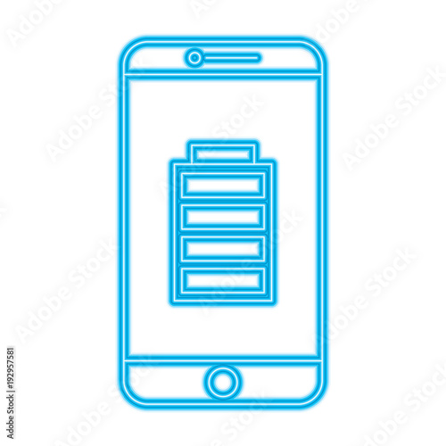 smartphone battery on screen charged technology vector illustration