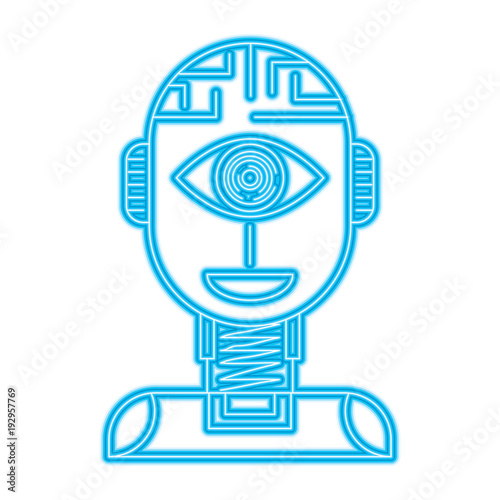 robot artificial intelligence security eye surveillance technology vector illustration