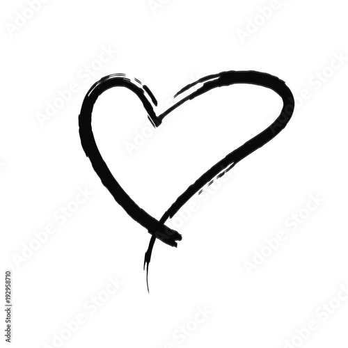 The black heart is painted by hand. Handwritten text. Background for T-shirts.