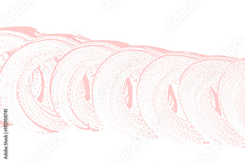 Natural soap texture. Amusing millenial pink foam trace background. Artistic worthy soap suds. Cleanliness, cleanness, purity concept. Vector illustration.