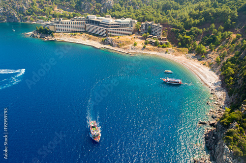 Abandoned hotel on the shore of Icmeler Turkey