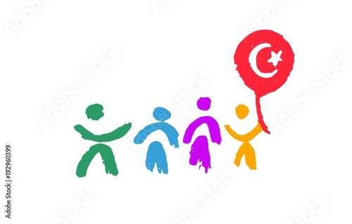 23 april National Sovereignty and Children's Day in Turkey. Vector illustration