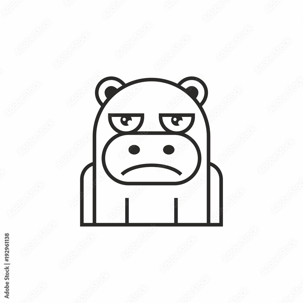 cute hippopotamus icon, thin line style, flat design cute hippopotamus icon, thin line style, flat design
