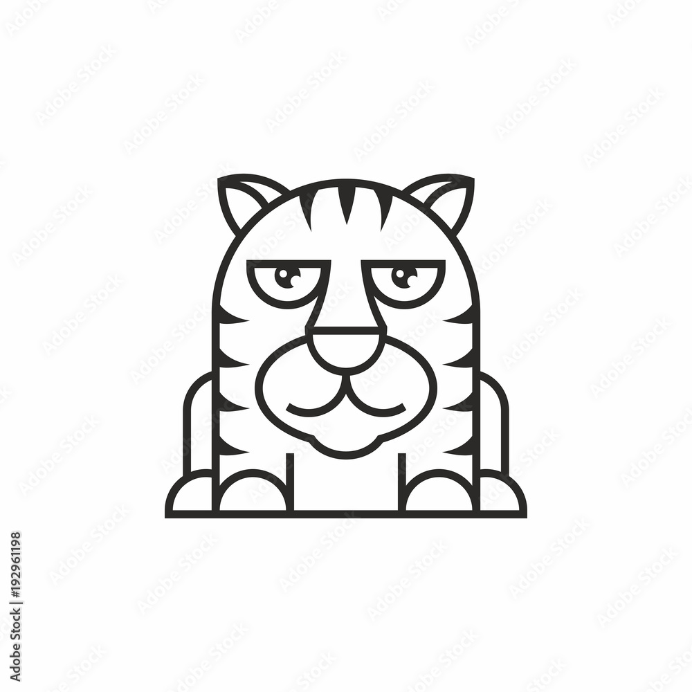 cute tiger icon, thin line style, flat design cute tiger icon, thin line style, flat design