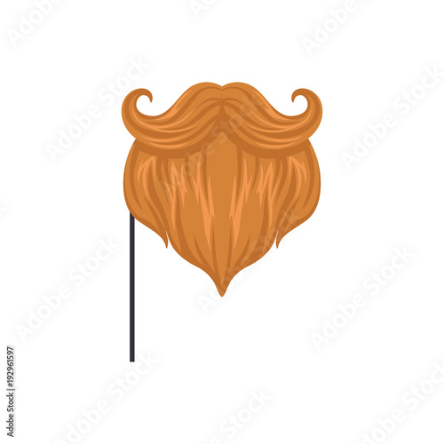 Red mustaches and beard, masquerade decorative element cartoon vector Illustration on a white background