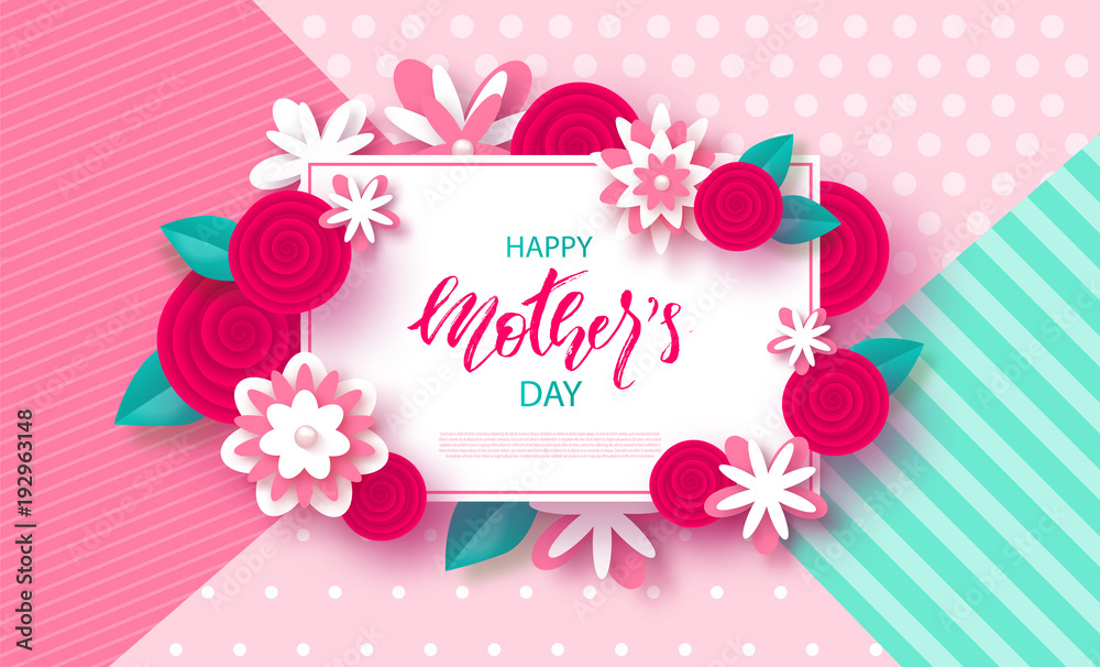 Happy Mother's Day - banner. Beautiful Background with flowers. Vector Illustration