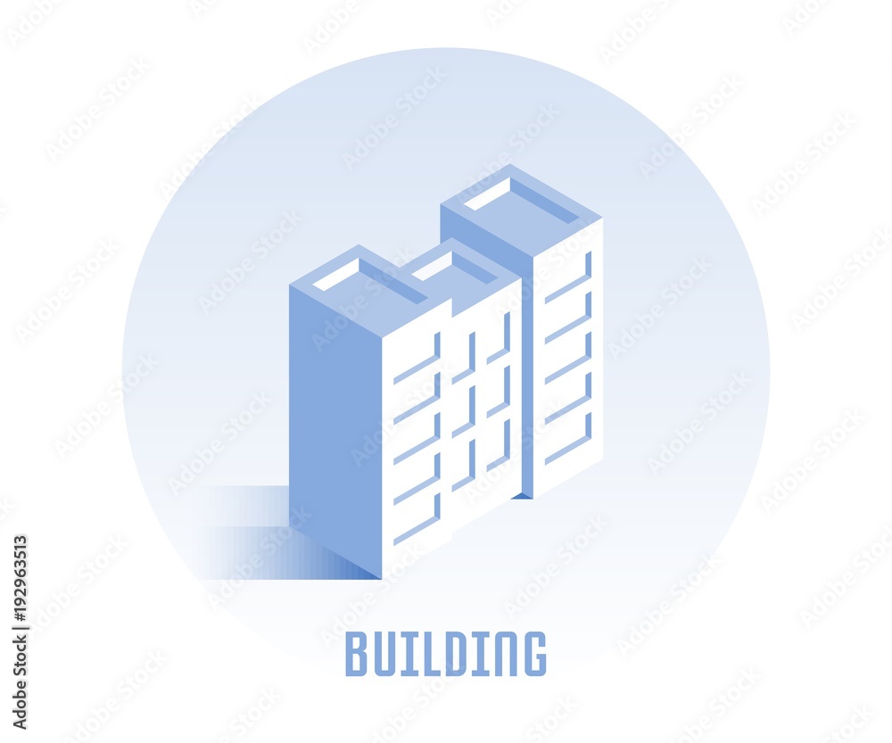 Building icon. Vector illustration in flat isometric 3D style. Building icon. Vector illustration in flat isometric 3D style.