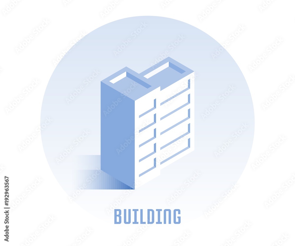 Building icon. Vector illustration in flat isometric 3D style. Building icon. Vector illustration in flat isometric 3D style.