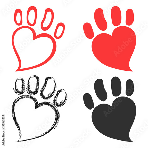 pet paw hearts design
