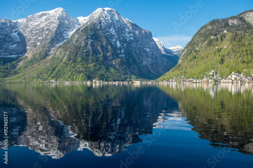 Lake between mountains and forests,hallstatt, Austria