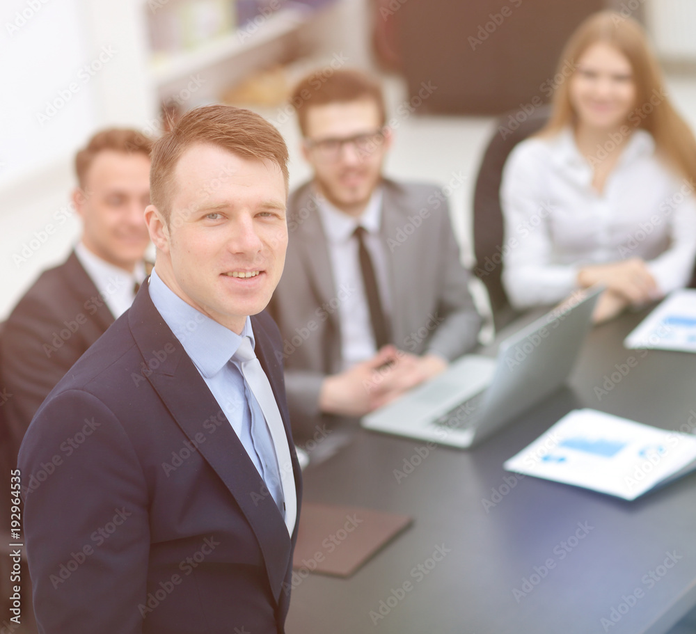 project Manager on the background of business team project Manager on the background of business team