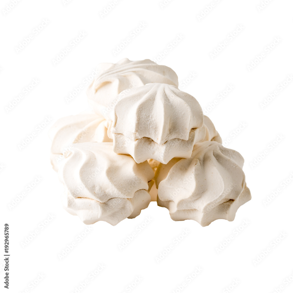 Vanilla souffle, marshmallow or zephyr isolated on white background Vanilla souffle, marshmallow or zephyr isolated on white background