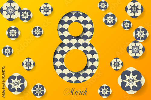 March 8 creative poster on yellow background. International Women's Day. Vector illustration.