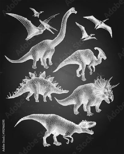 Dinosaurs in stippling technique