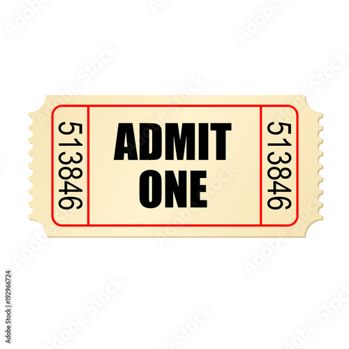 Retro style cardboard cinema ticket