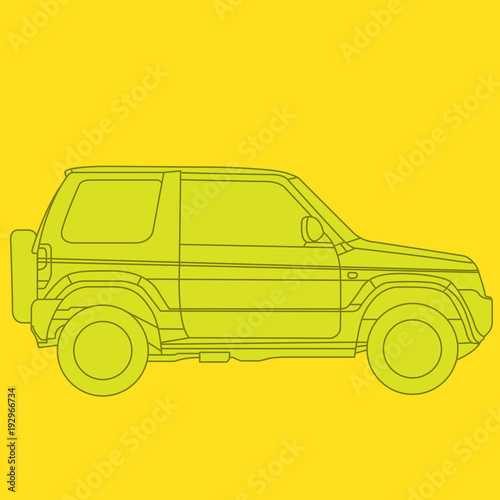 Off-road mini SUV side view - outline of 4x4 car