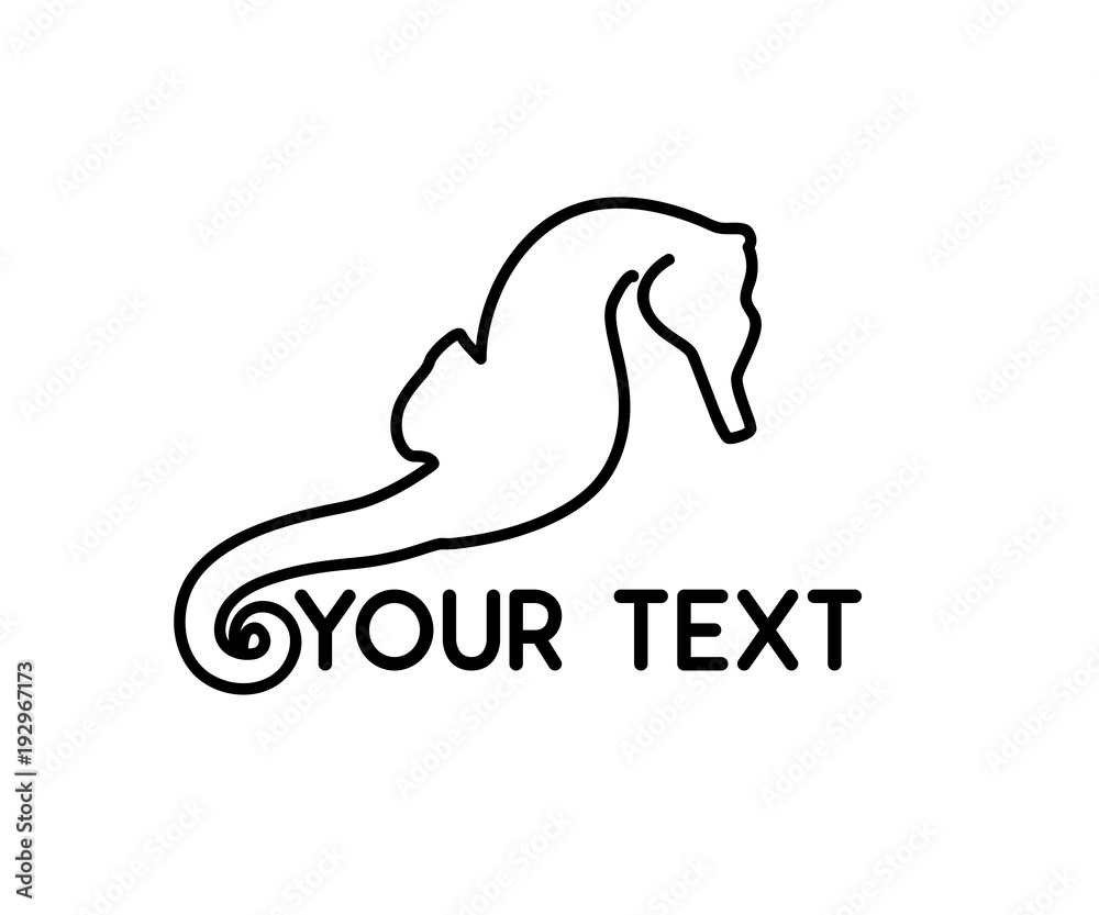 Obraz premium sea horse animal line logo design